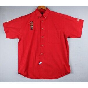 Cafe Pilon Extreme Espresso Coffee Button Shirt Red Size Medium Promo Employee
